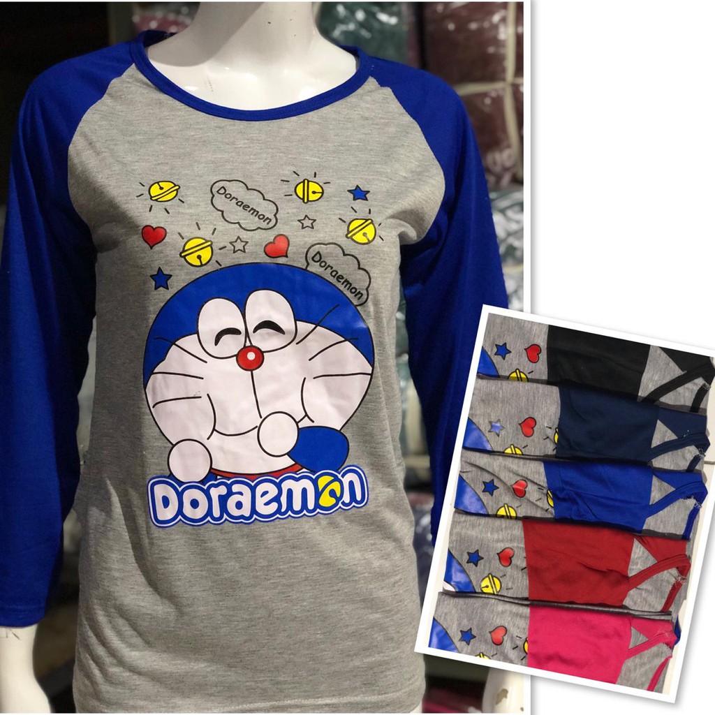 Fashion Mode Kaos  Reglan Lengan Panjang DORAEMON  Atasan 