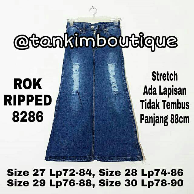 ROK PANJANG JEANS SOBEK LAPIS ABG 8286