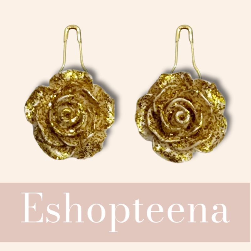 A51 anting hijab 2in1_anting jepit (telinga) bunga warna new_anting jilbab