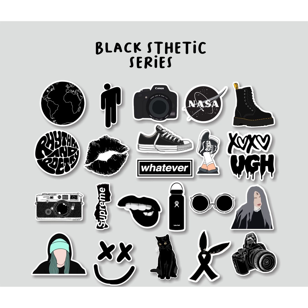 

STIKER CASE HANDPHONE LAPTOP TUMBLR STICKER AESTHETIC DIY BUJO DECO BLACK AESTHETIC SERIES