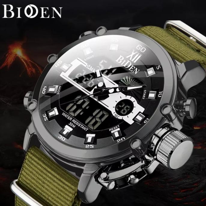 RECOMENDED JAM TANGAN PRIA ORIGINAL BIDEN YN-0164 SPORTY DUAL TIME ANTI AIR