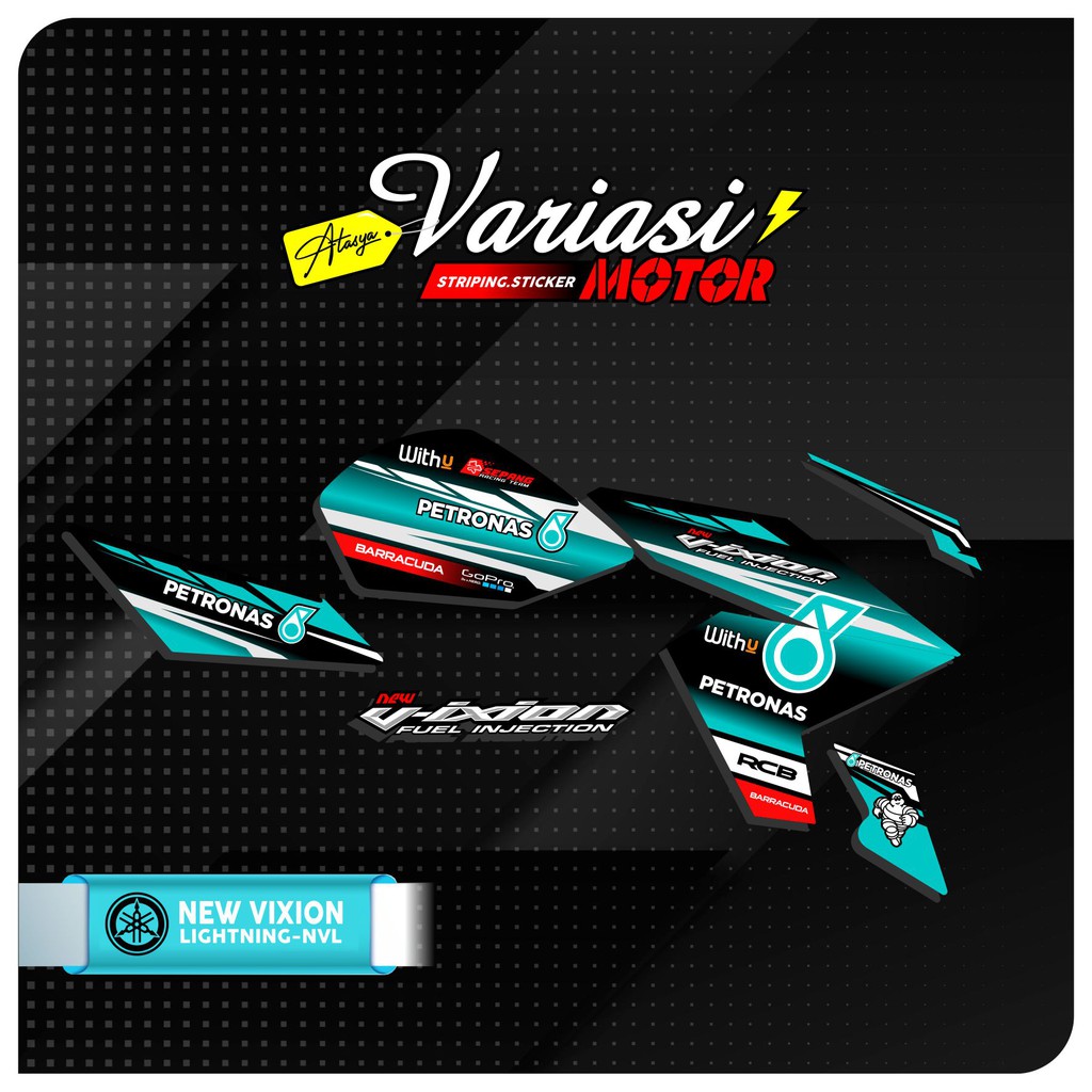 STRIPING VARIASI STICKER STIKER LIS MOTOR YAMAHA NEW VIXION LIGHTNING-NVL PETRONAS MONSTER_ENERGY