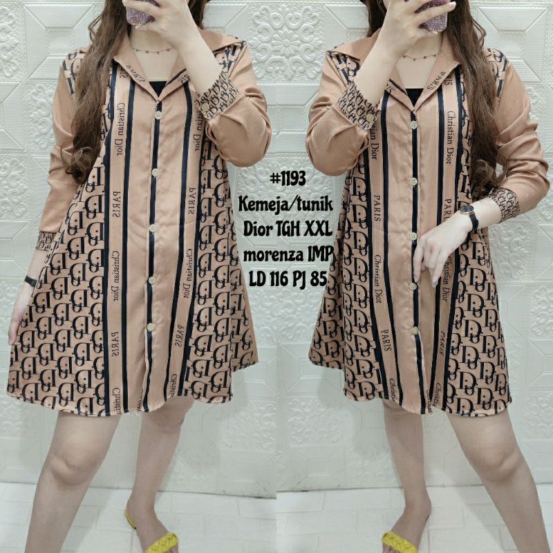 kemeja wanita 1193 / tunik motif cDior 1194