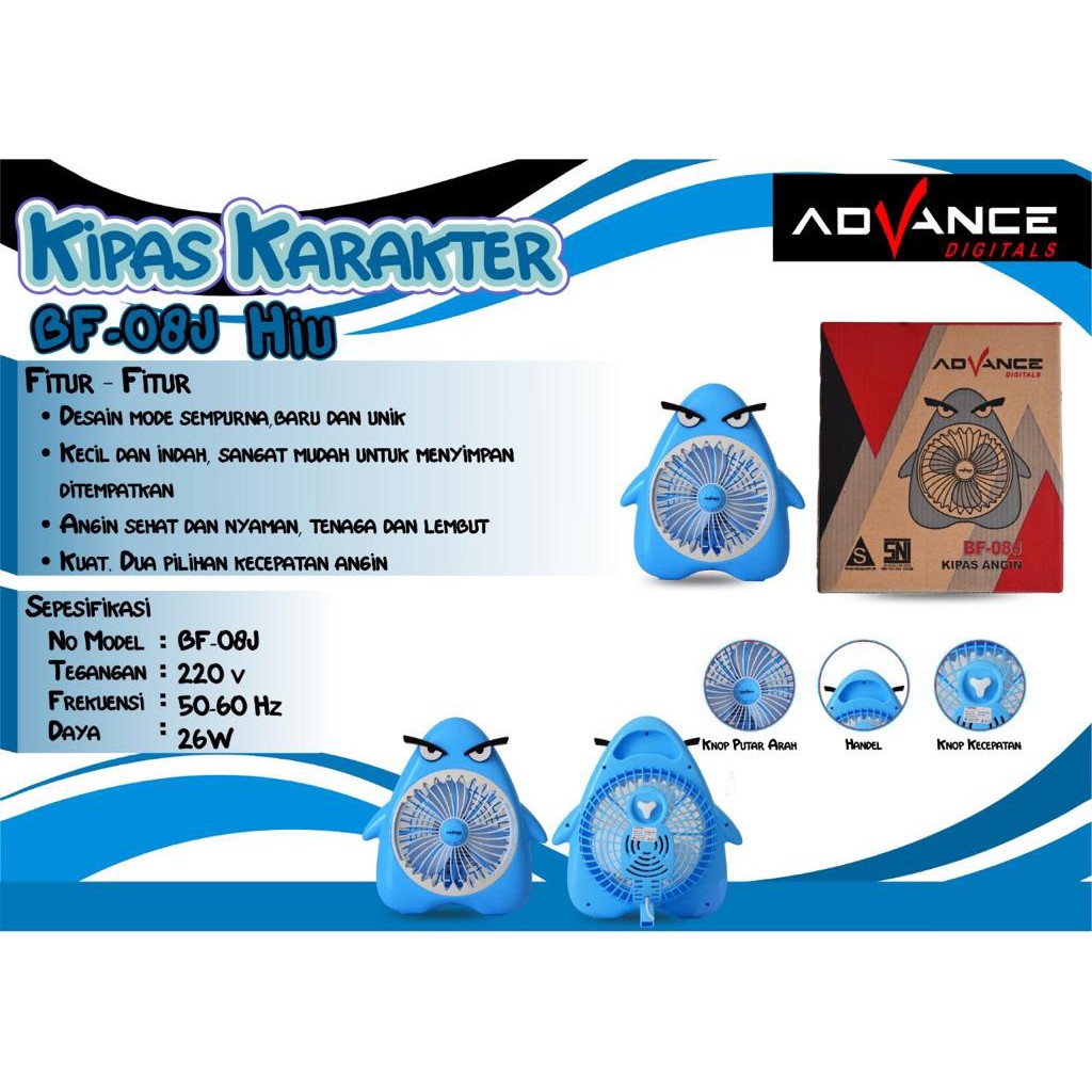 Kipas Karakter / Kipas duduk / deskfan Advance BF-08J Hiu