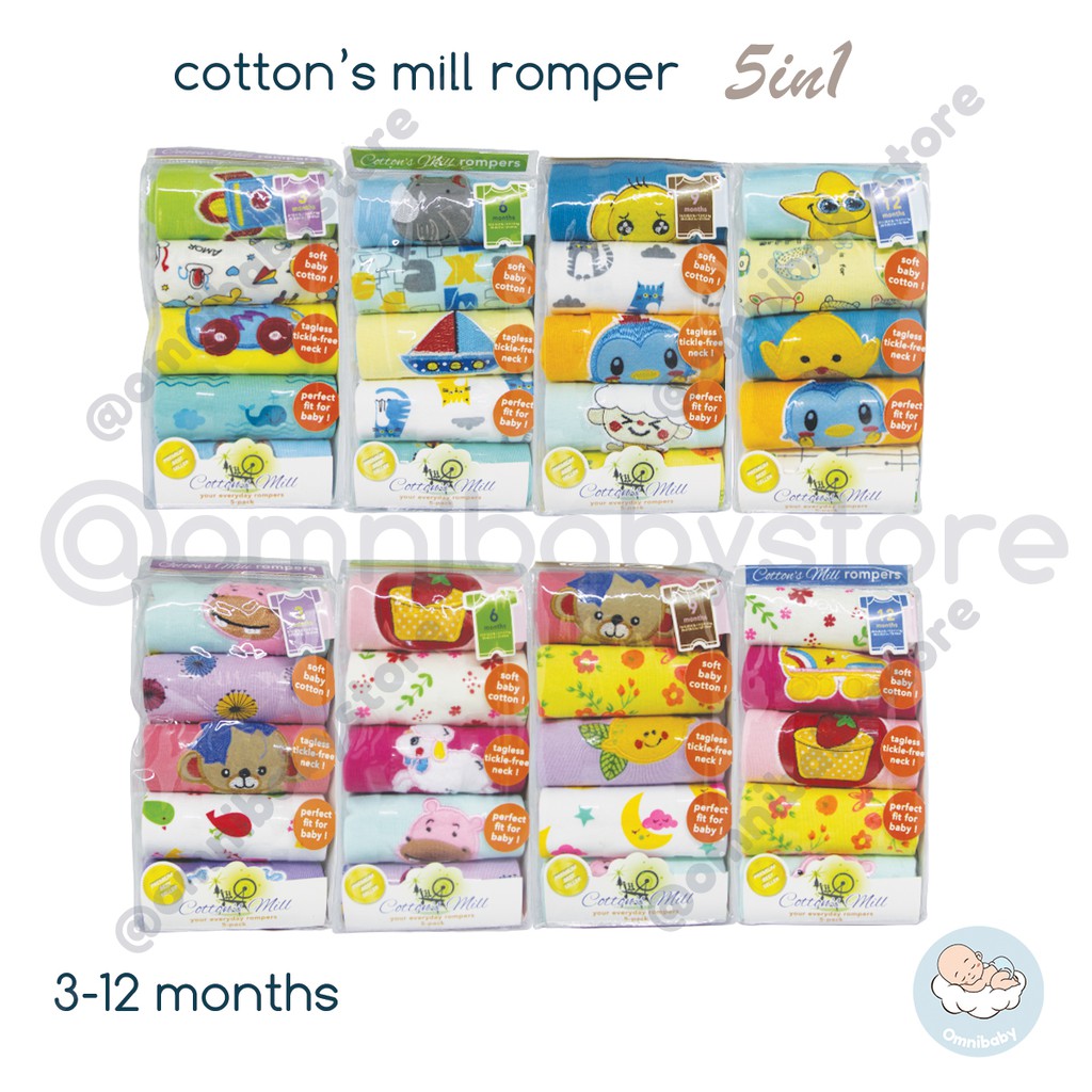 cotton's mill romper bayi laki-laki/ bayi perempuan 5in1 (SNI)