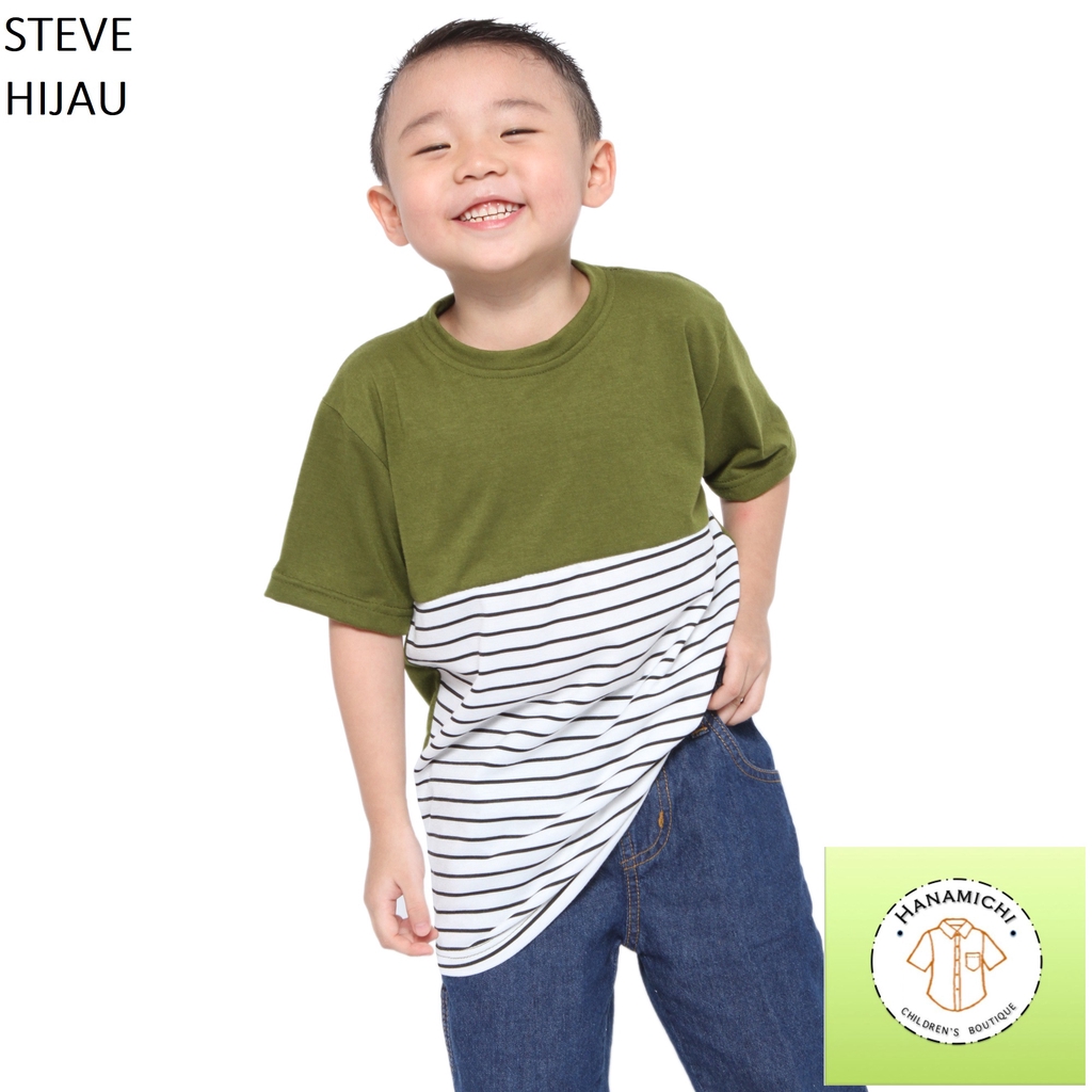 Hanamichi STEVE Kaos  Anak Motif Salur Lengan Pendek