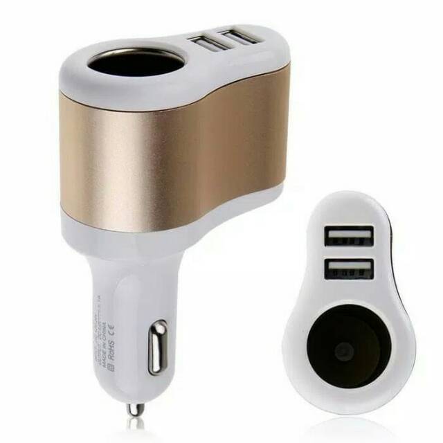 Charger USB Mobil Car 3in1 Isi Ulang Baterai USB Kendaraan