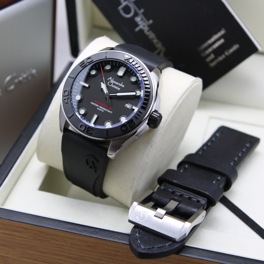 Jam Tangan Alexandre Christie AC 3042 / AC3042  Automatic Black Silver Original