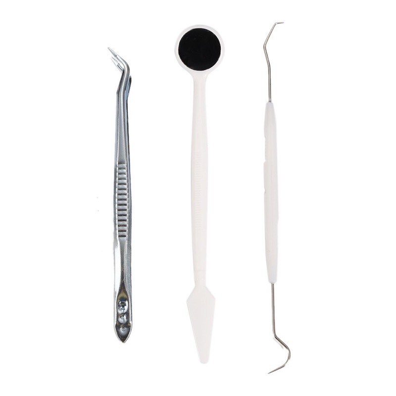 [BISA COD] Alat Pembersih Karang Gigi 3 In1 Dental Instrument Hook Pinset Kaca Set Pembersih Karang Gigi Perawatan Gigi