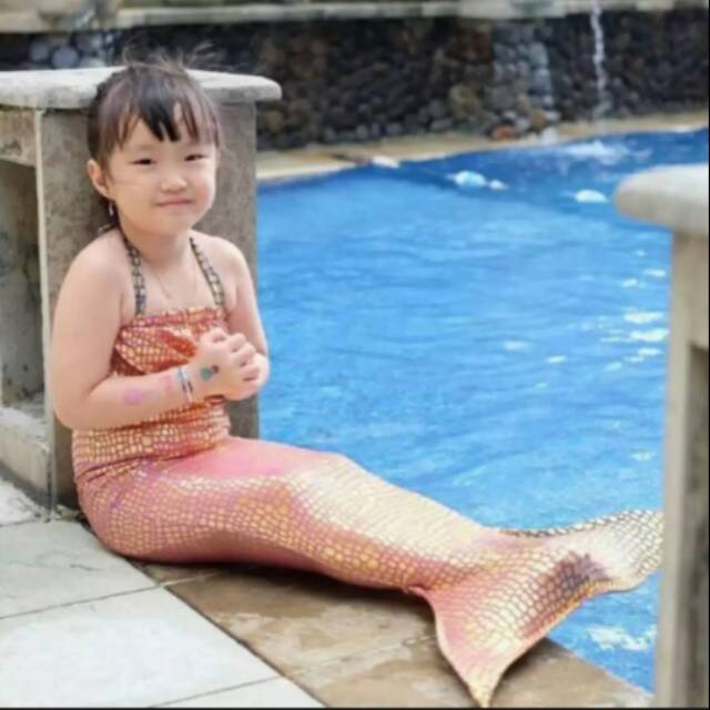 Kostum mermaid anak perempuan motif sisik
