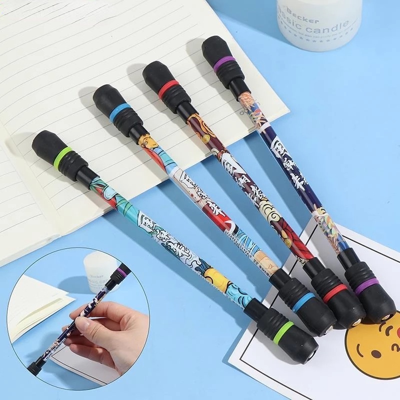 1pc Pulpen Gel Model Putar Gaya Cina Warna Acak Untuk Stationery Sekolah / Kantor