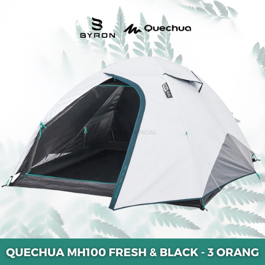 QUECHUA MH100 Fresh &amp; Black Tenda Camping 3 Orang