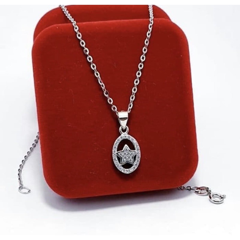 Kalung liontin bintang perak 925 kalung pria kalung wanita perak 925 lapis emas putih