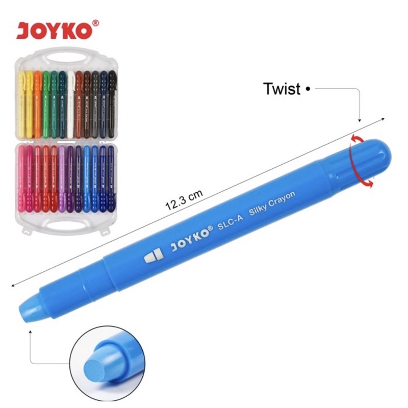 JOYKO SILKY CRAYON - KRAYON HALUS - CAT AIR / WATER COLOURS / SLC A 12 / 24 WARNA / COLORS FREE BRUSH