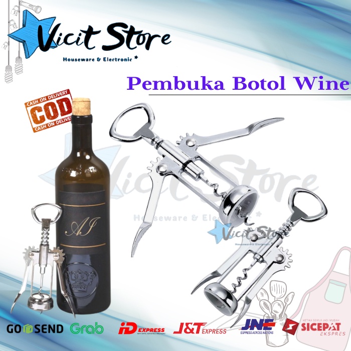 Alat Pembuka Botol Wine / Anggur Stainless Steel / Opener Wine