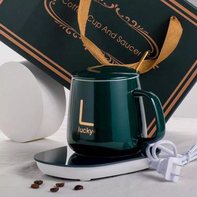 Cangkir Kopi Mug Hangat Pad Cup Mug Warmer Cangkir Keramik Kopi Teh Susu Kado Gift