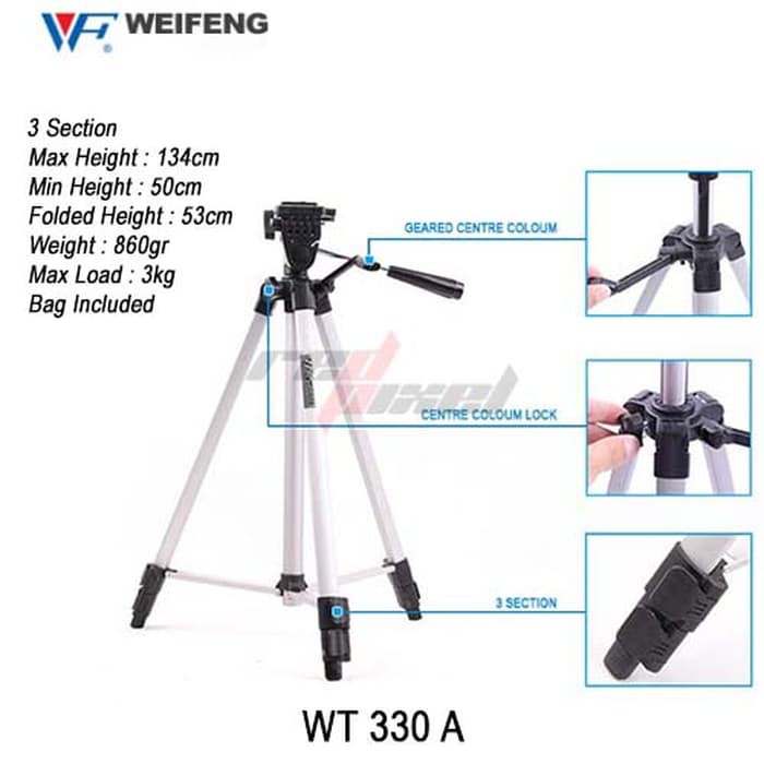 Tripod Weifeng WT-330A Universal Portable untuk Fotografi dan Videografi