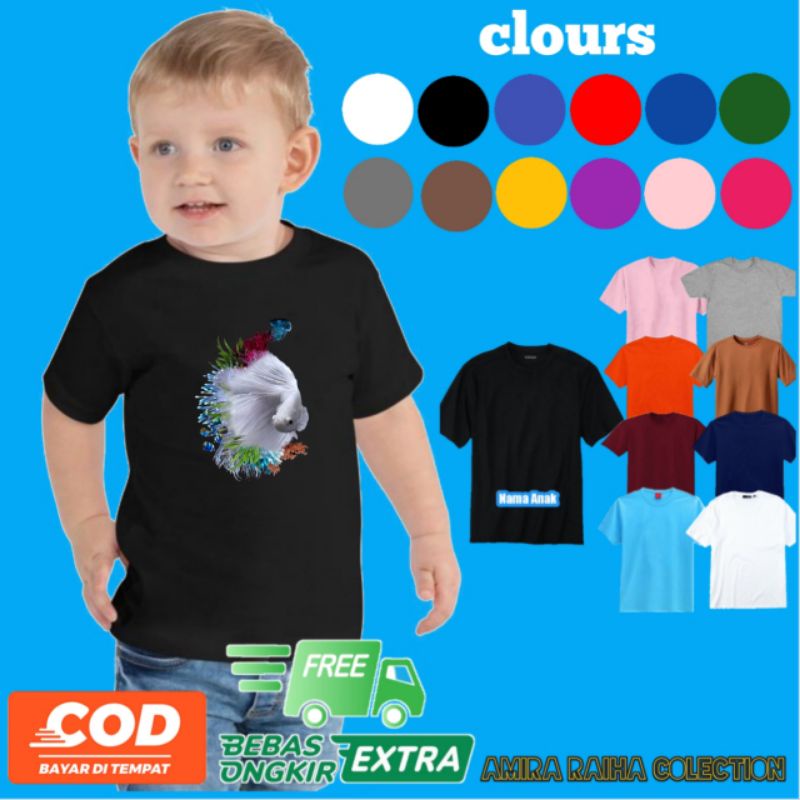 kaos cupang/baju anak ikan cupang/baju ikan hias aneka gambar[FREE CETAK NAMA]