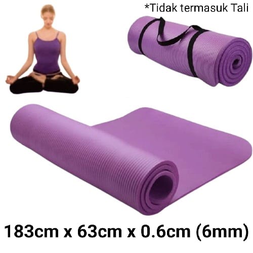 Premium Matras Yoga Mat 183cm x 63cm x 0.8cm (8mm) Senam Matt Pilates PVC / Alas Camping