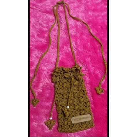 DRAWSTRING BAG MINI RAJUT / TAS HP MINI RAJUT REMAJA WANITA/ TAS SERUT HP MINI RAJUT REMAJA WANITA