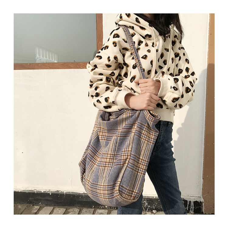 KOREAN RETRO PLAID PATTERN BIG JUMBO TOTE BAG / Vintage Tartan Korean Totebag / Tas Korea Kotak Kotak besar / shoulder bag