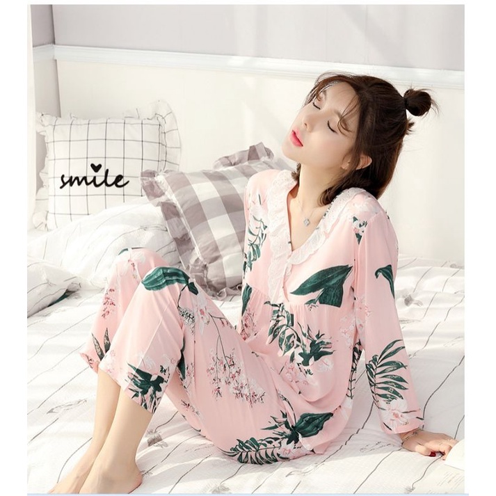 Piyama baju tidur wanita renda import