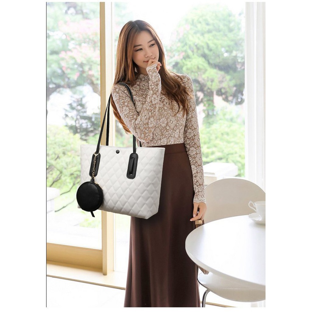 JK 738 1KG MUAT 2PCS TAS  TOTE BAG FASHION WANITA SET 2 IN 1 IMPORT U3934 C8458 T310