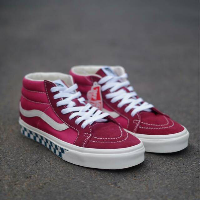 Vans Sk8 Mid Reissue Side Wall Checkerboard Rumba Red/Jezzy
