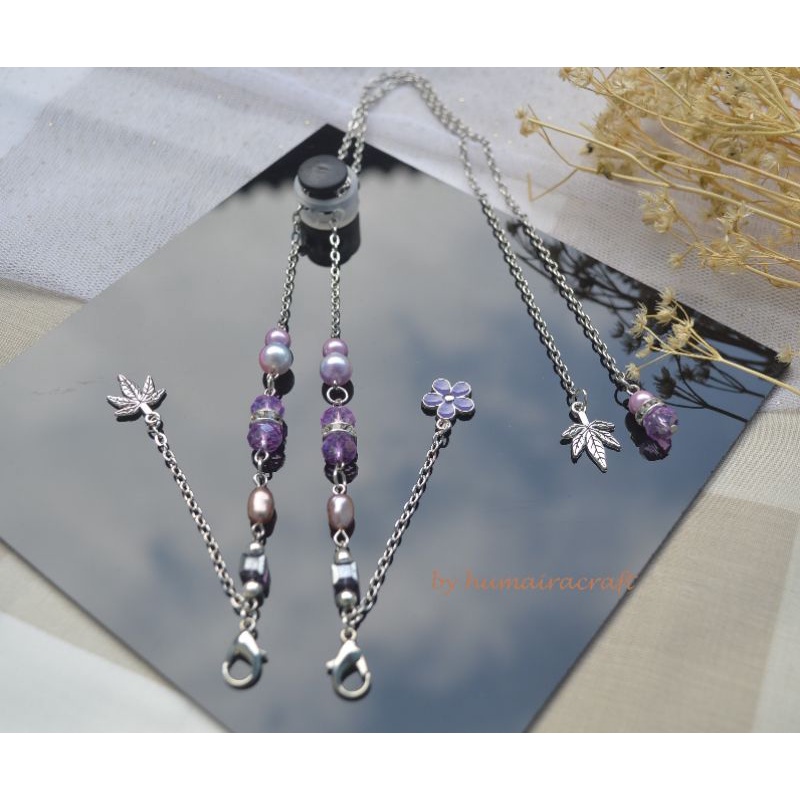 konektor masker kalung kristal rantai serut