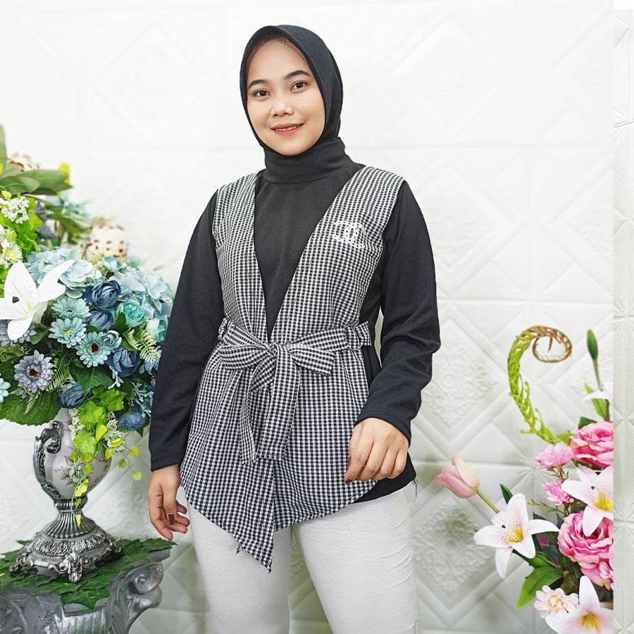 APIK ONE SET 2in1 ATASAN BLOUSE VEST TURTENECK GL FASHION