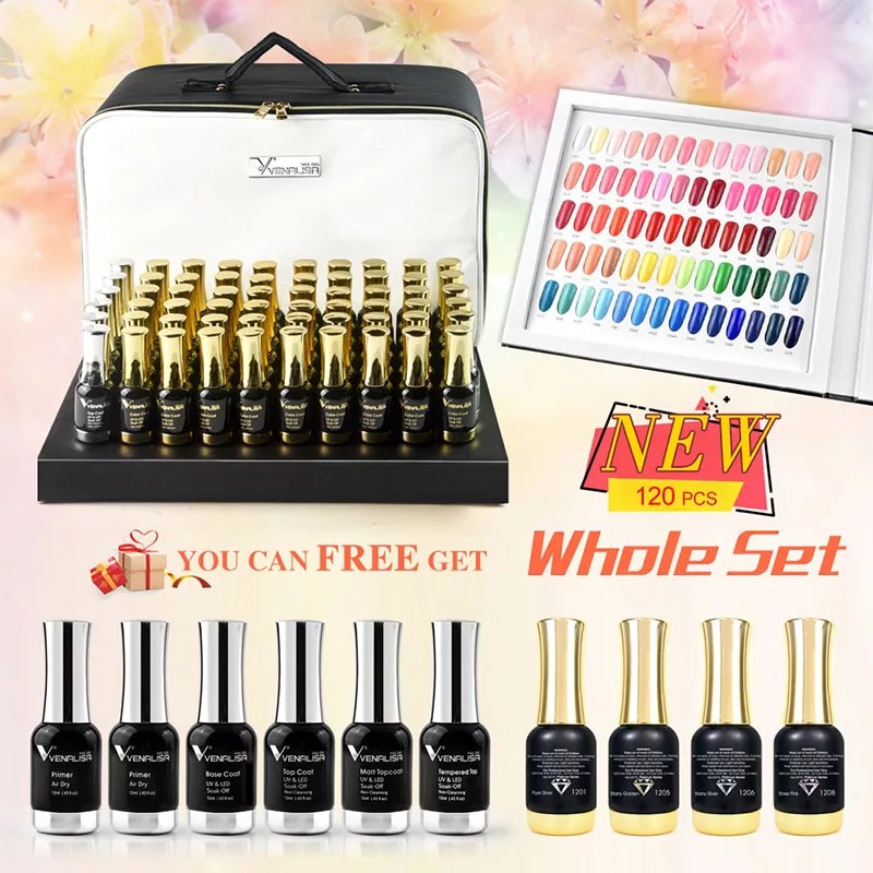 1 set 120 Warna  Kutek Gel Polish / Gel Nail Polish 7.5ml Venalisa 12ml  / Kutek UV Gel Venalisa