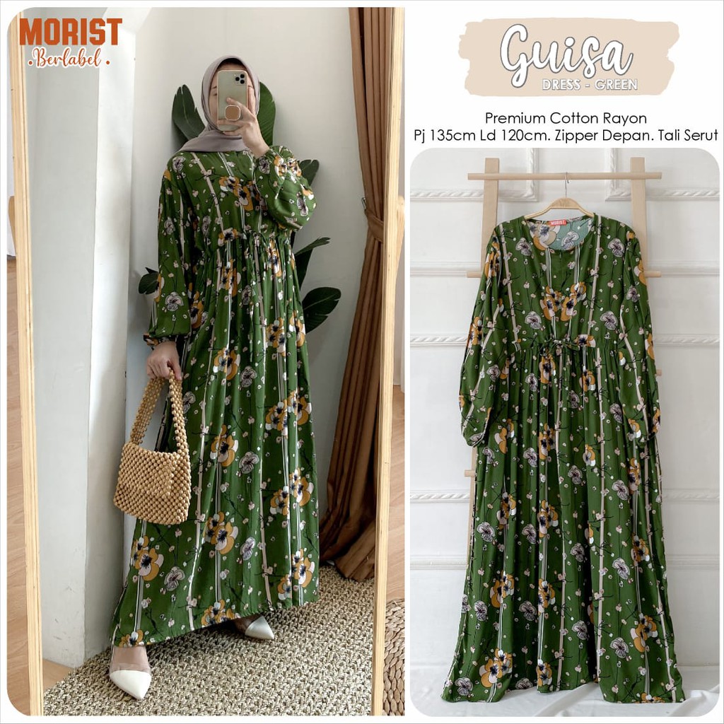 Guisa Dress Gamis Casual Jumbo Catton Rayon Produk Original Morist Berlabel LD 120cm