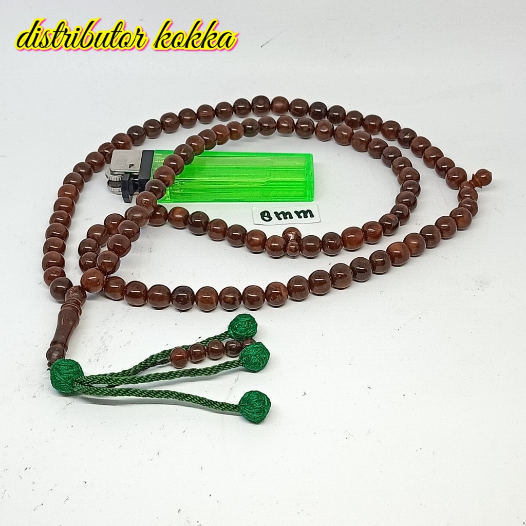 ( SUPER MURAH ) Tasbih Kokka kaukah kaokah fukakah koka bulat rumbai 8 mm coklat