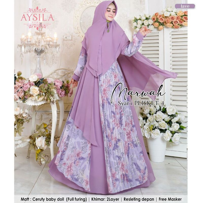 MARWAH SYARI PLISKET 4 GAMIS CERUTY BABYDOL FREE MASKER