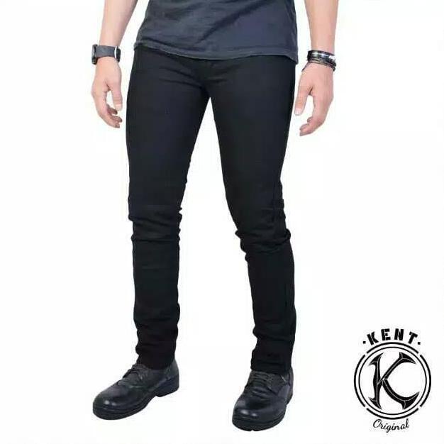 Celana Jeans Pria Original Celana Levis Cowok Casual Slimfit Pensil - Hitam, S Ready