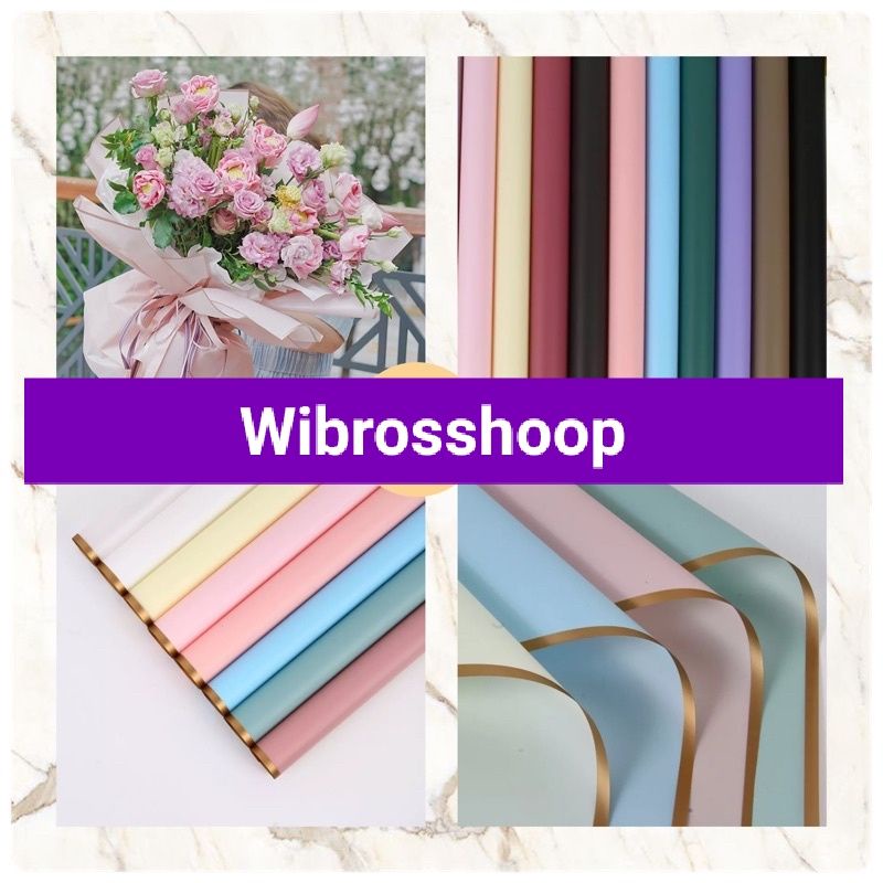 

flower wrapping Los gold color ecer transparent collophane kertas baket