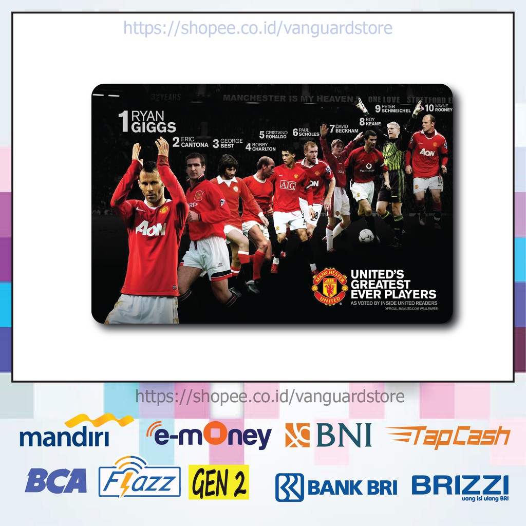 KARTU E MONEY E TOLL MANCHESTER UNITED CLUB BOLA 25 EMONEY MANDIRI FLAZZ BCA BNI TAPCASH BRIZZI