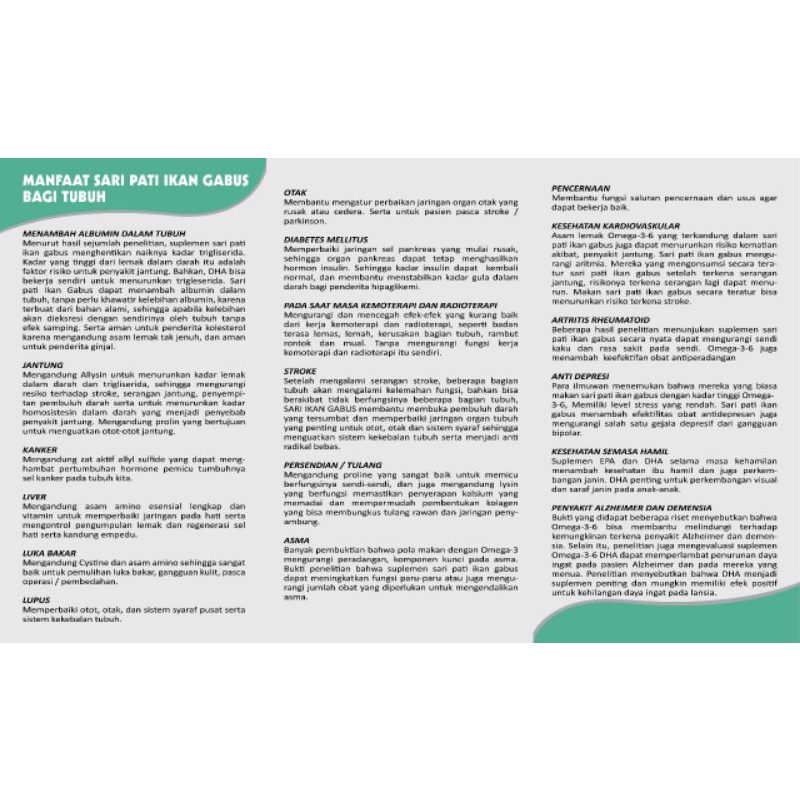 ALBUMIN NUSANTARA (SARI PATI IKAN GABUS)