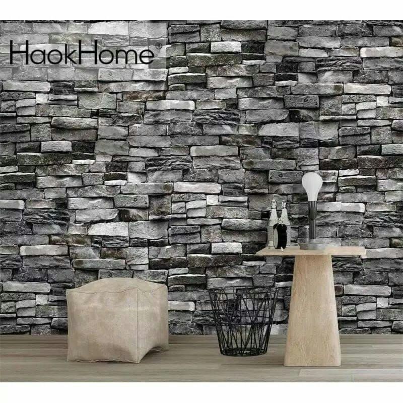 WALLPAPER STICKER DINDING TERMURAH BATA ABU2HITAM