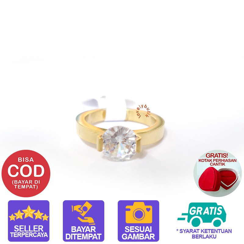 Lovelybutik Cincin Titanium Anti Karat Harmon1 Cincin Wanita Model Permata BONUS KOTAK PERHIASAN