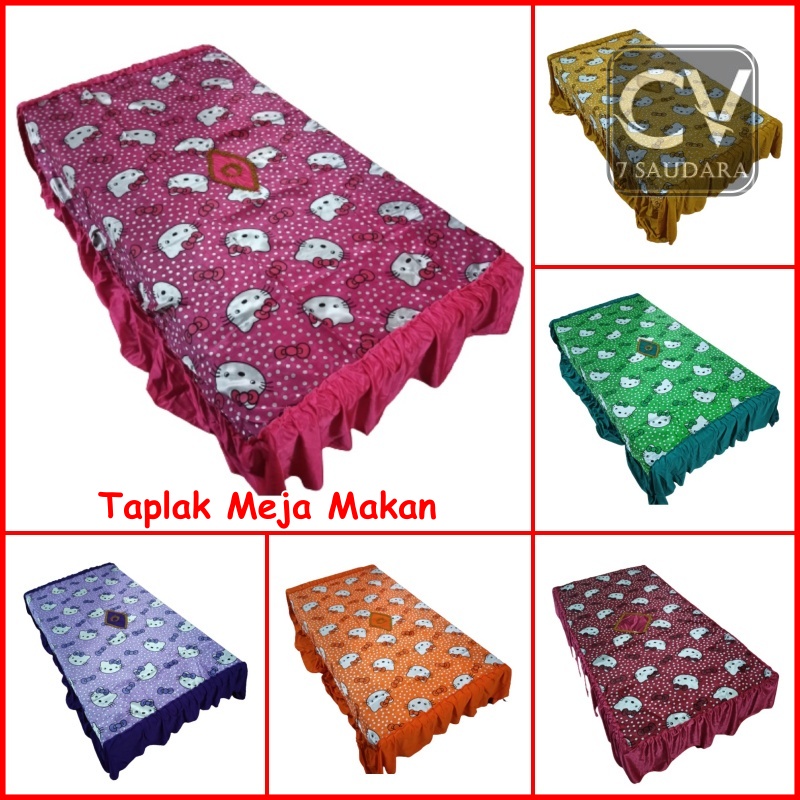 Taplak Meja Makan Kotak Besar Ruang Tamu Rempel Premium Bahan Satin Motif Minimalis Shaby Bunga Kart