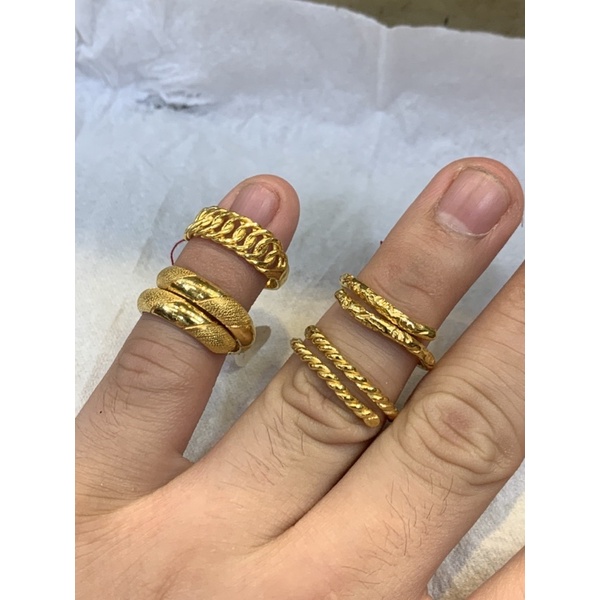 Cincin LM Emas Asli Murni 99% Kadar 24K Belah Rotan Ukir Selisih Polos Lilit Setengah Rantai Rante