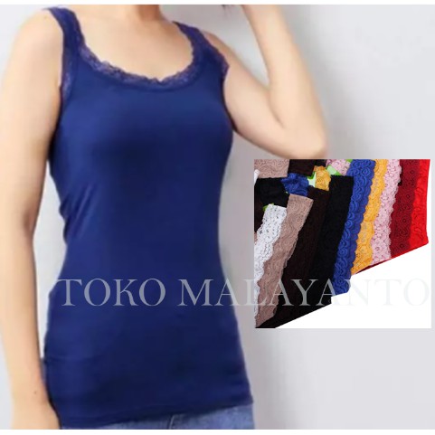 Tanktop Tali Renda Bahan Rayon Super Ukuran All Size dan Jumbo Ready stok!!-7