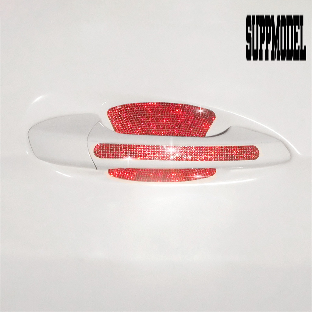 1 Set Stiker Gagang Pintu Mobil Tahan Air Hias Berlian Imitasi