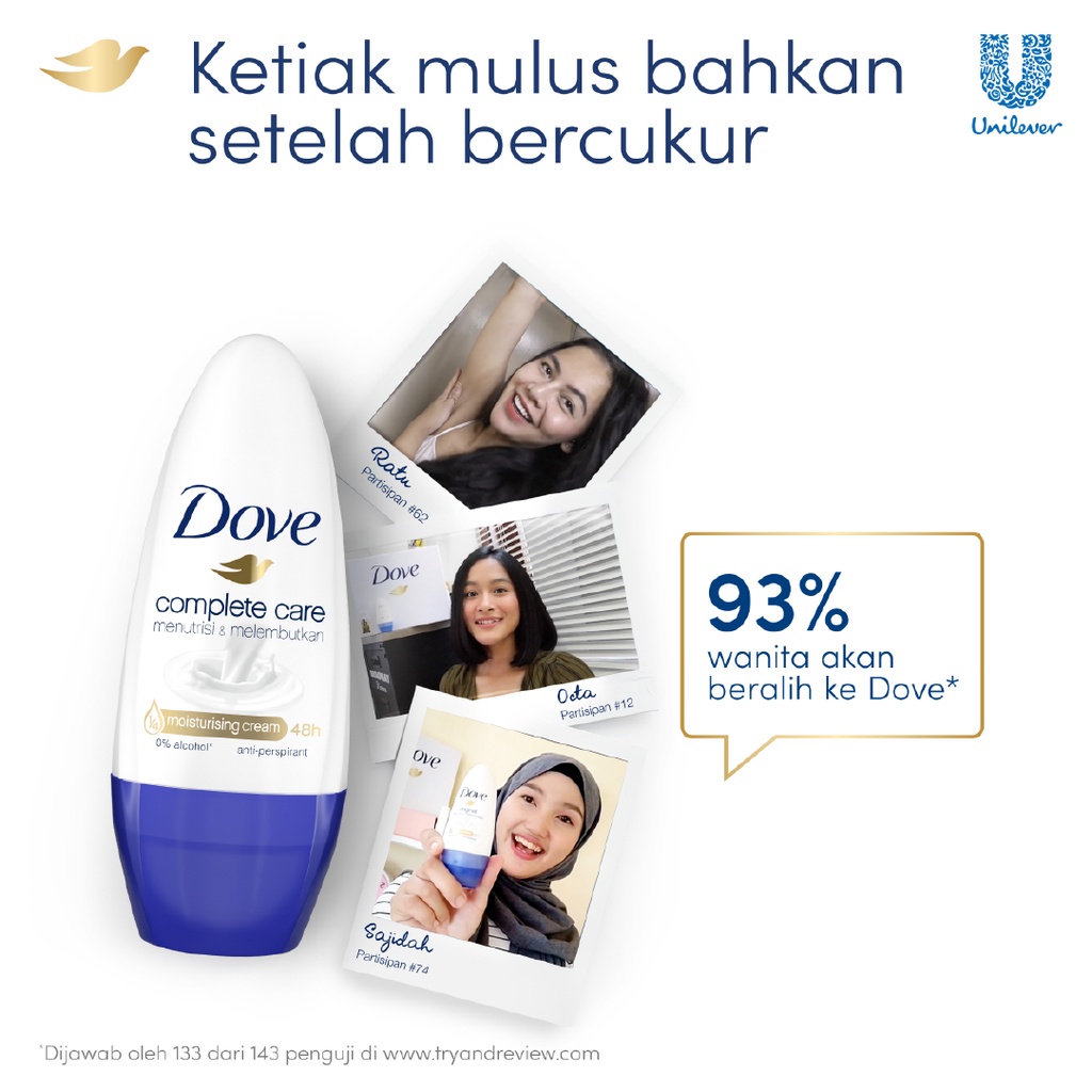 ❤ jselectiv ❤ DOVE Deodorant Wanita Roll On COMPLETE CARE - Nourish And Smooth Deodorant | Roll On DOVE