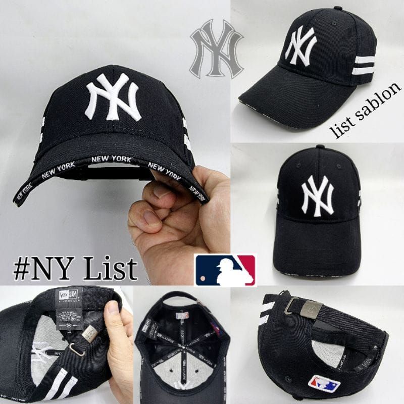 Ready Topi NY Baseball Import List sablon Hitam