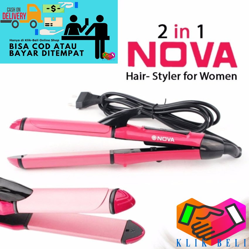 Catok Rambut Nova NHC-2009 Catokan Rambut Nova Pelurus Keriting 2 In 1 Hair Straightener