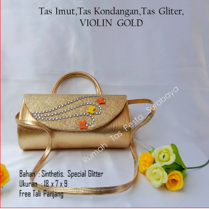 Tas Imut,Tas Kondangan,Tas Gliter,VIOLIN  GOLD