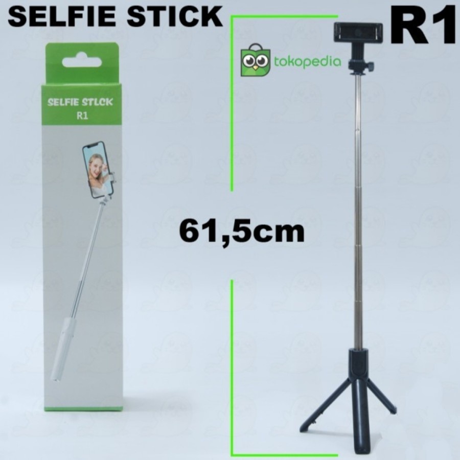 Trend-Tongsis Bluetooth Macaron R-1 Selfie Stick Remote Live Streaming R1