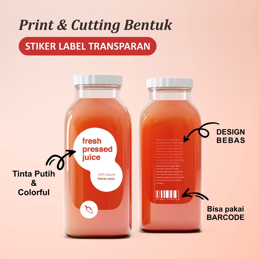 

Stiker Transparan Custom Label + CUTTING BISA SEMUA BENTUK | SEHARI KIRIM